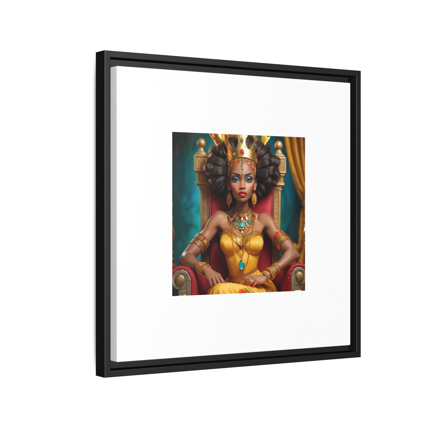 Framed Matte Canvas Art — Regal African Queen Portrait