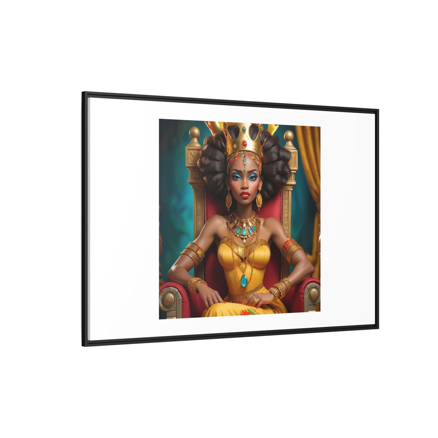 Framed Matte Canvas Art — Regal African Queen Portrait