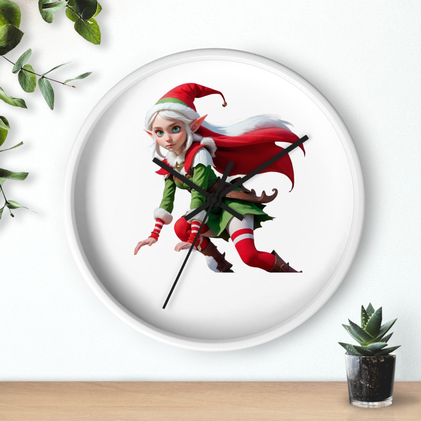 Christmas Elf Wall Clock — Festive Holiday Elf Timepiece