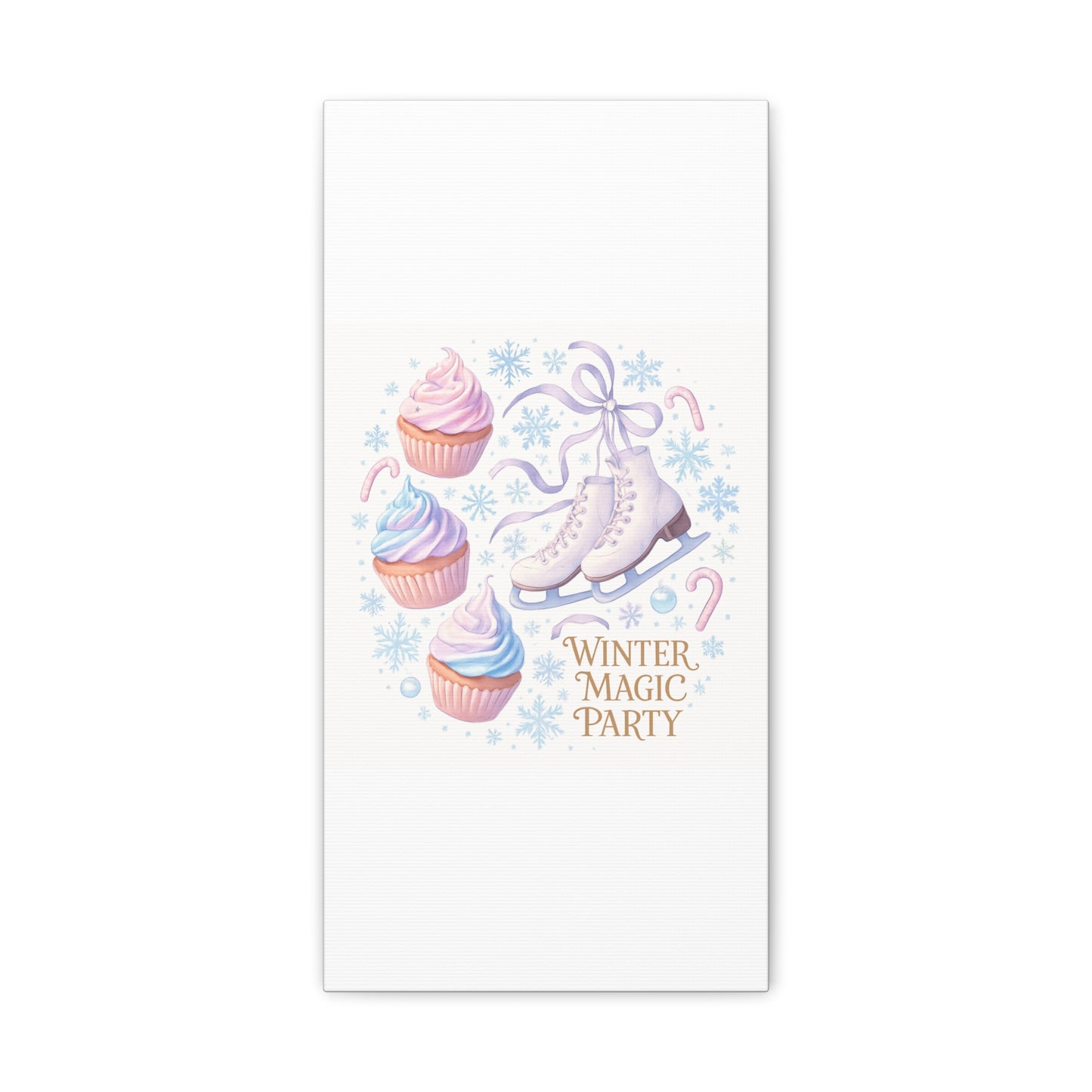 Winter Magic Party Canvas — Ice Skates & Cupcakes Matte Wall Art