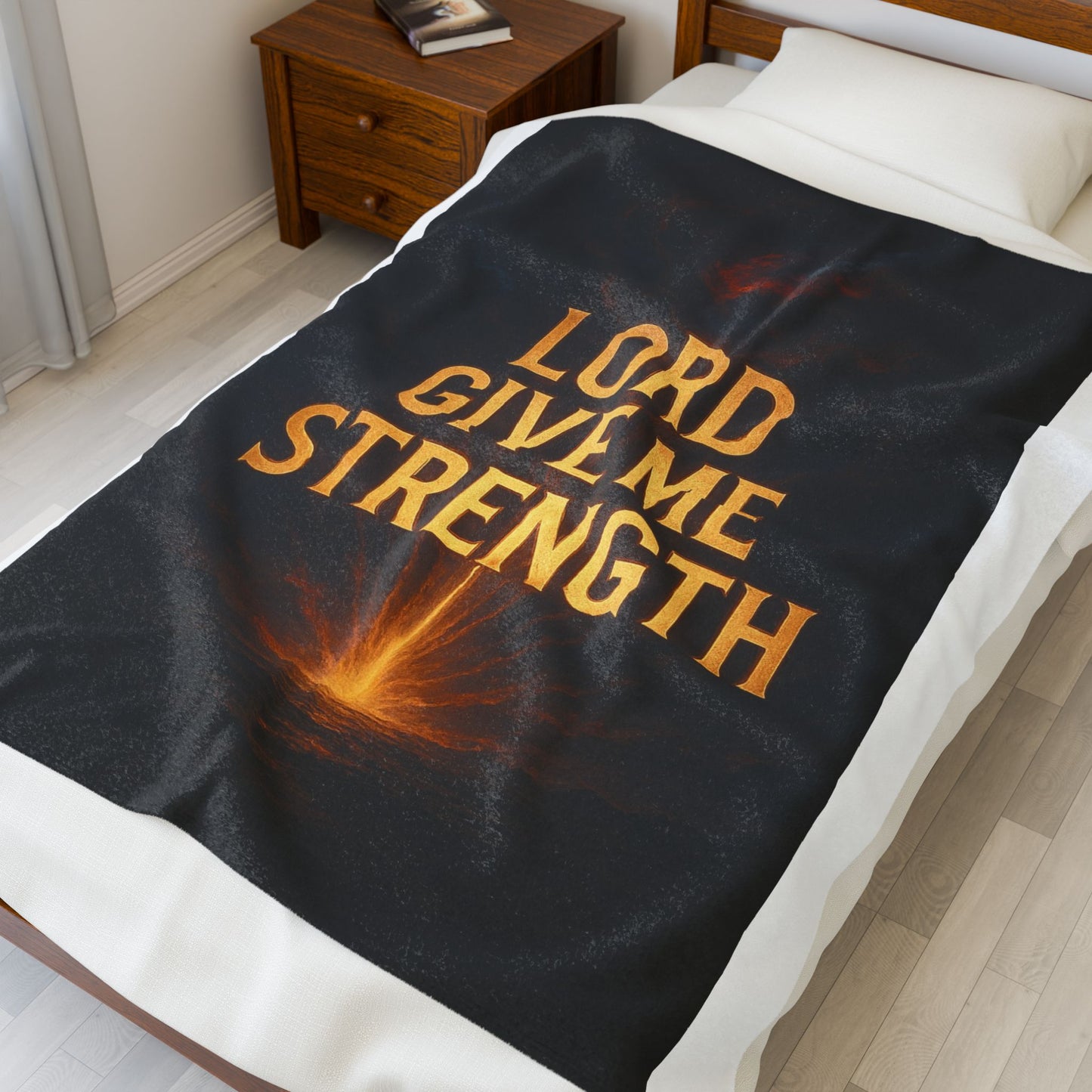 Lord Give Me Strength Velveteen Plush Blanket — Inspirational Christian Throw