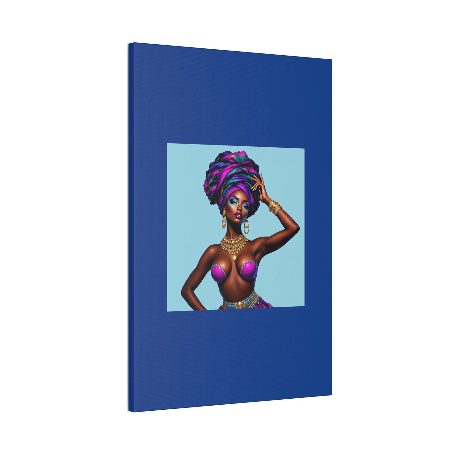 Afro Goddess Canvas Print — Vibrant Headwrap Wall Art
