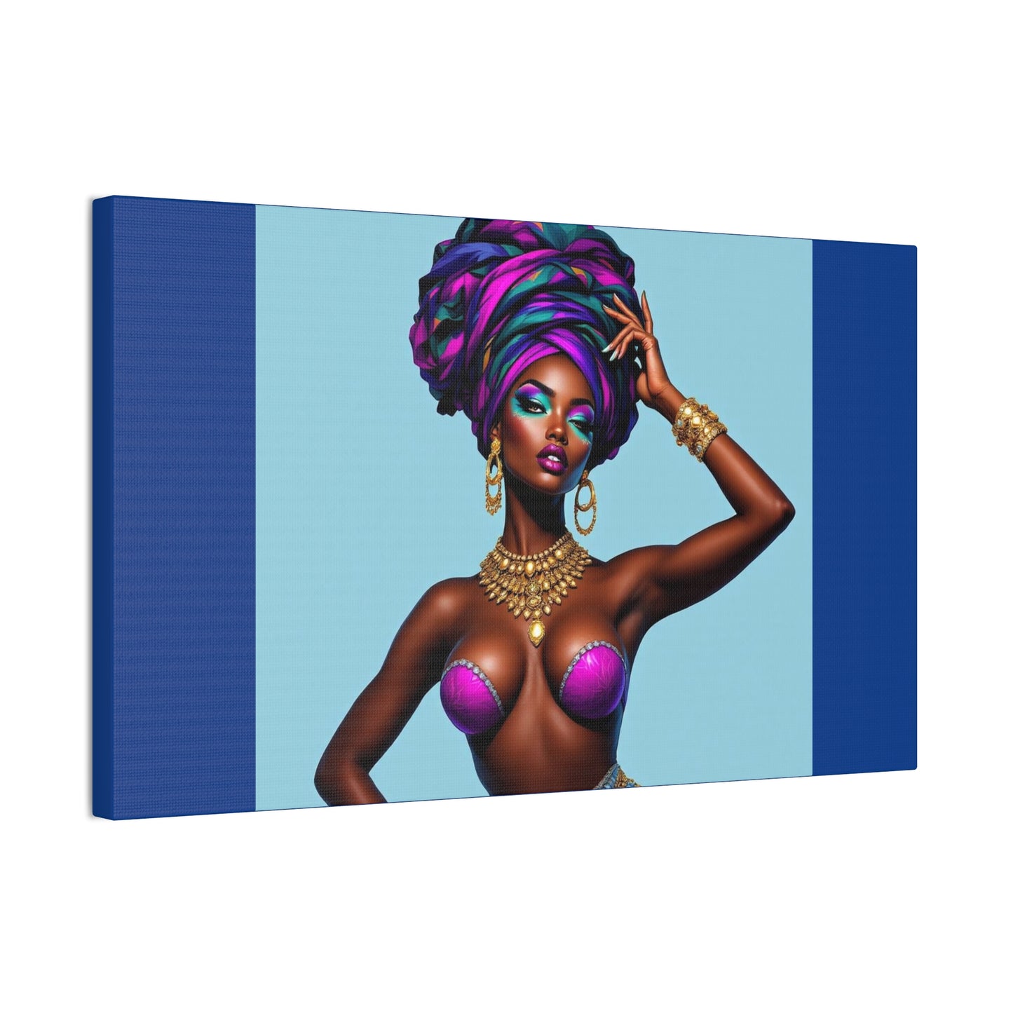 Afro Goddess Canvas Print — Vibrant Headwrap Wall Art