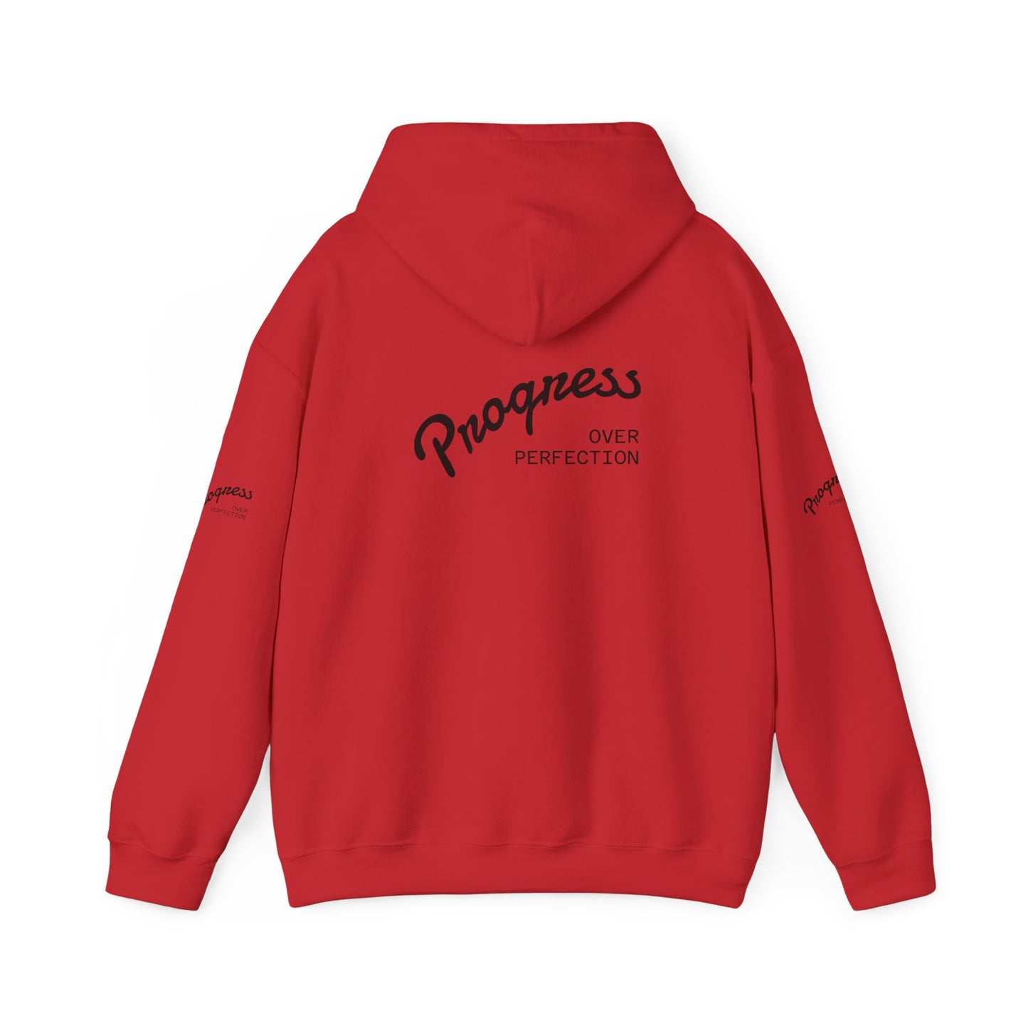 Progress Over Perfection Hoodie — Inspirational Minimalist White Pullover