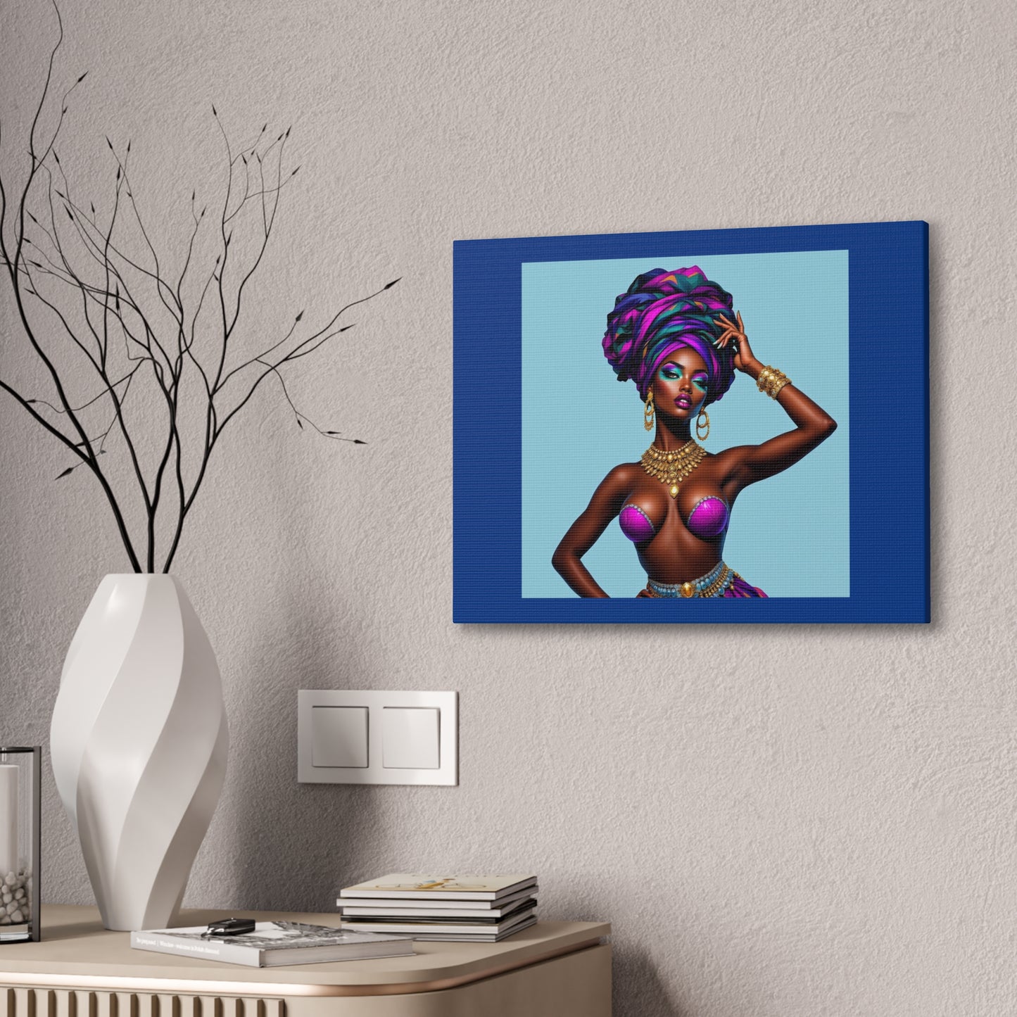 Afro Goddess Canvas Print — Vibrant Headwrap Wall Art