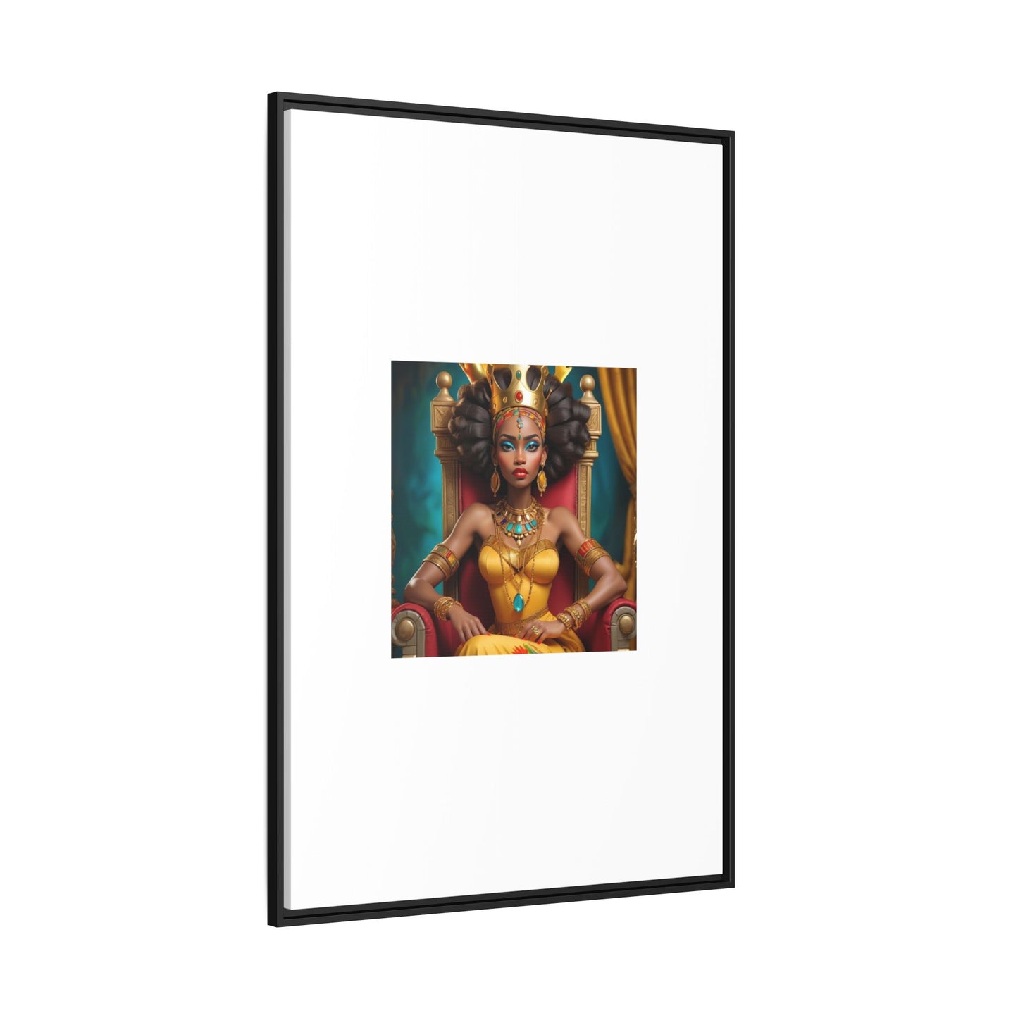 Framed Matte Canvas Art — Regal African Queen Portrait