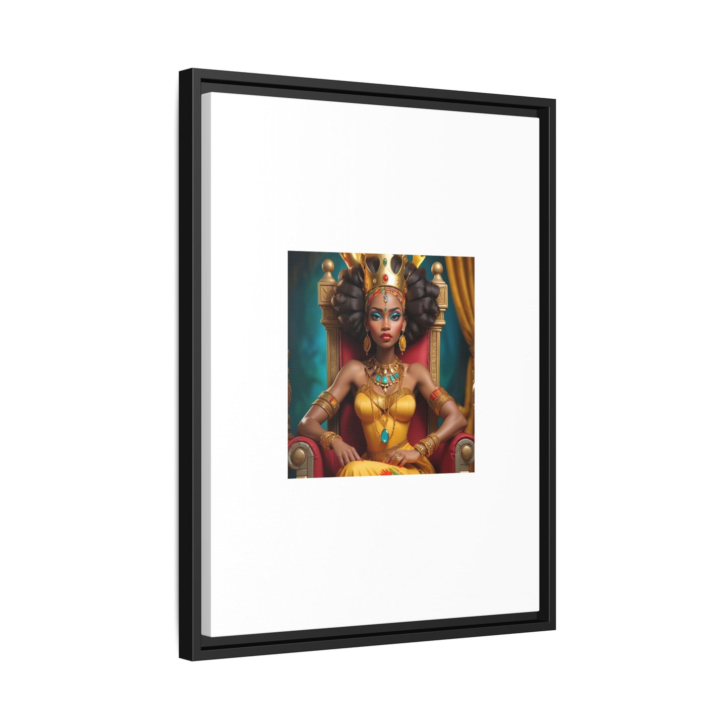 Framed Matte Canvas Art — Regal African Queen Portrait