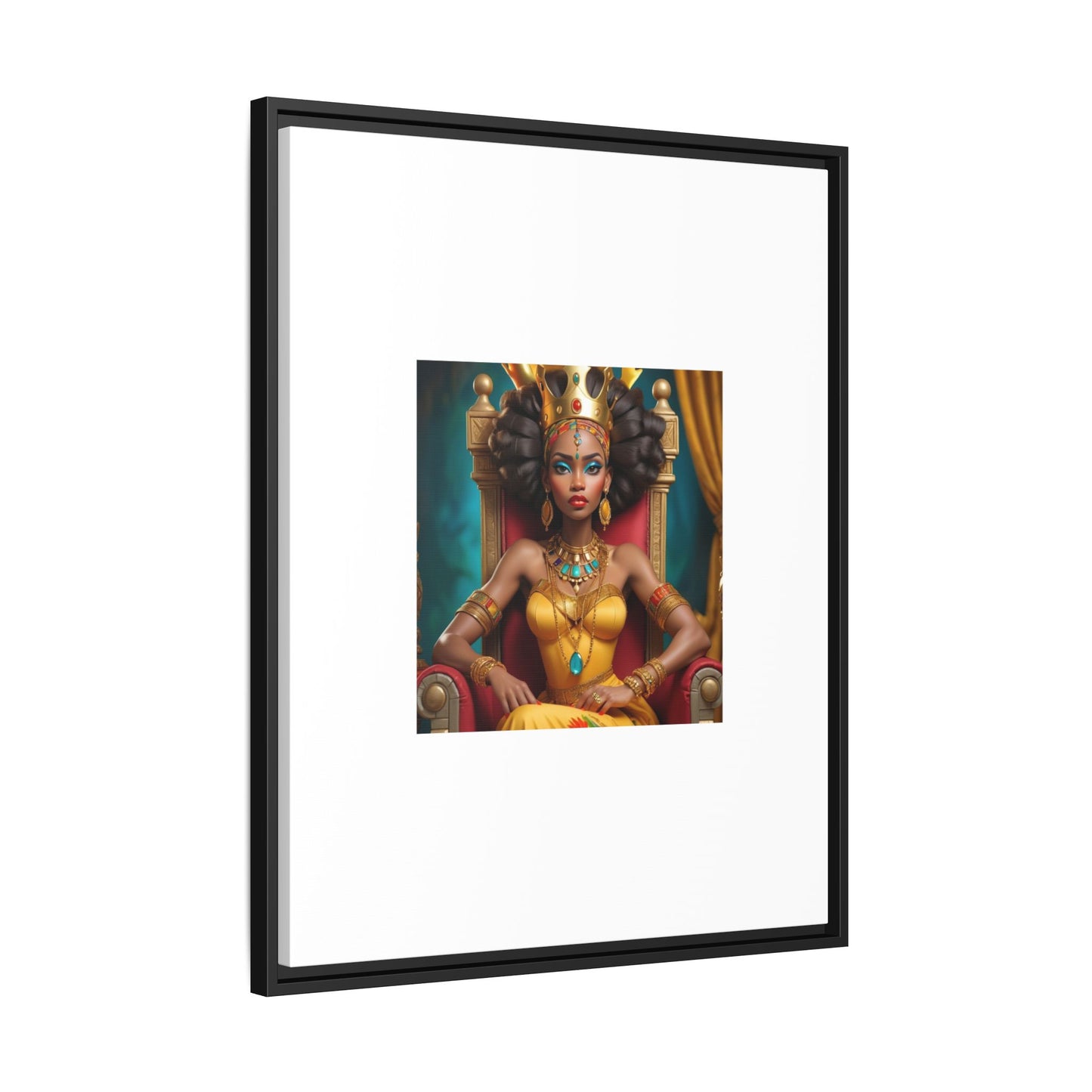 Framed Matte Canvas Art — Regal African Queen Portrait