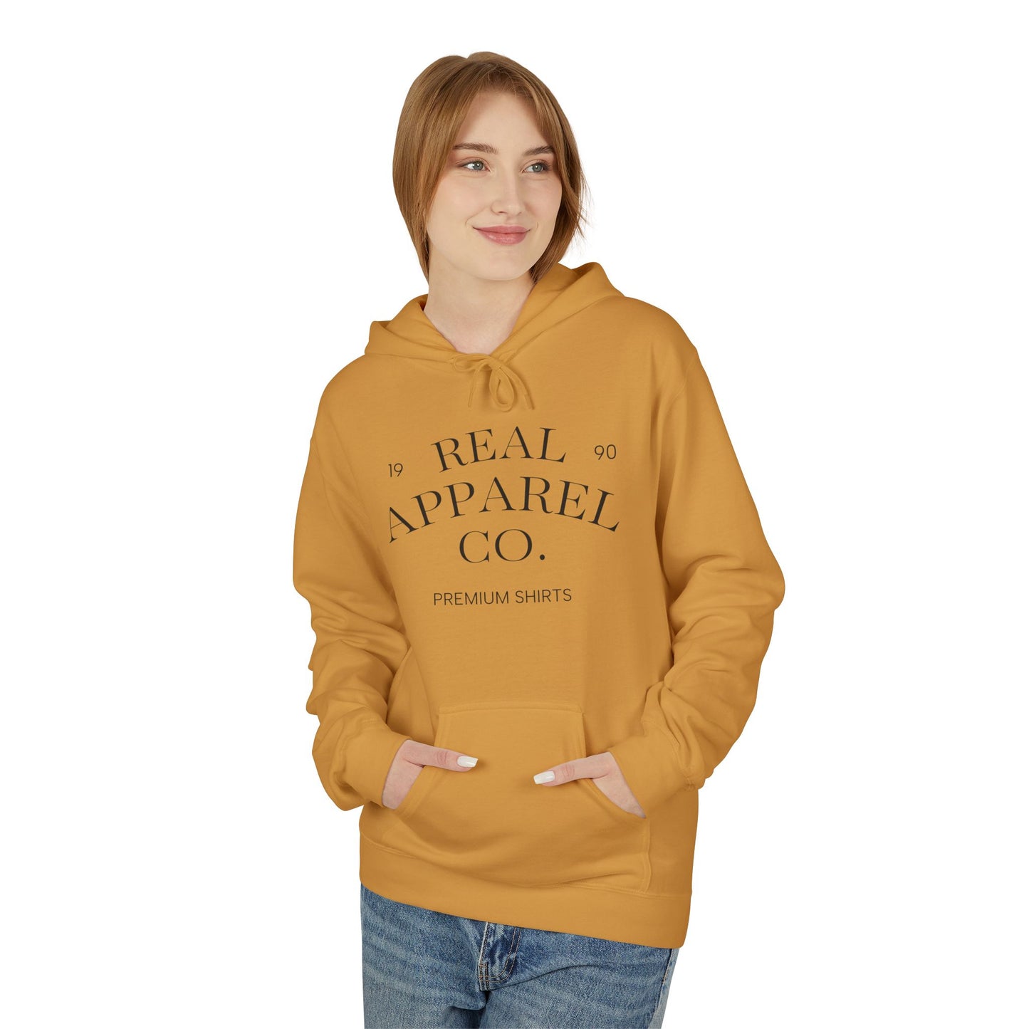 Real Apparel Co. Hoodie — Minimal Vintage Logo Pullover