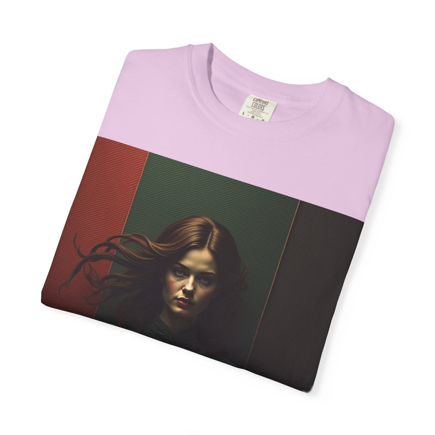 Portrait Photo Tee — Moody Green Woman Graphic T-Shirt
