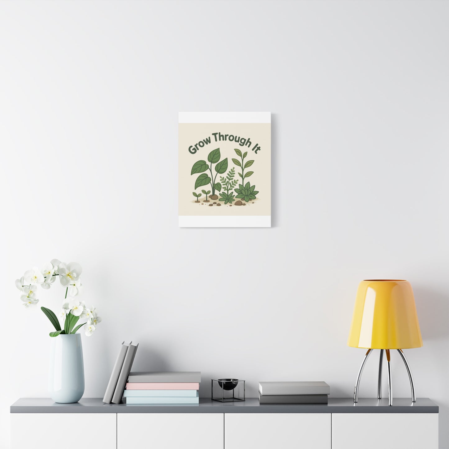 Grow Through It Canvas Wall Art — Botanical Inspirational Quote Matte Print