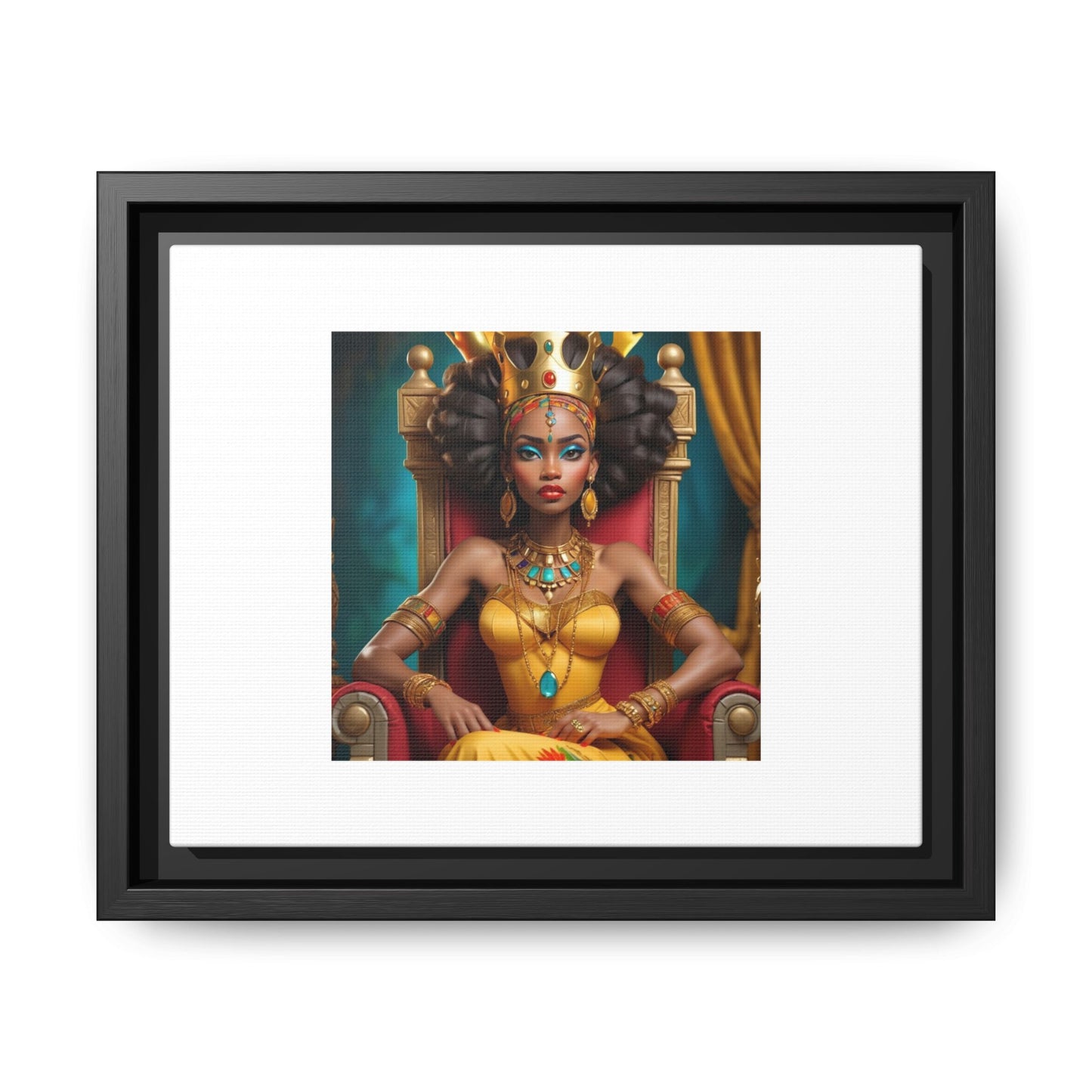Framed Matte Canvas Art — Regal African Queen Portrait