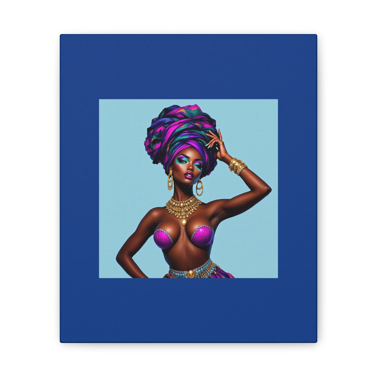 Afro Goddess Canvas Print — Vibrant Headwrap Wall Art