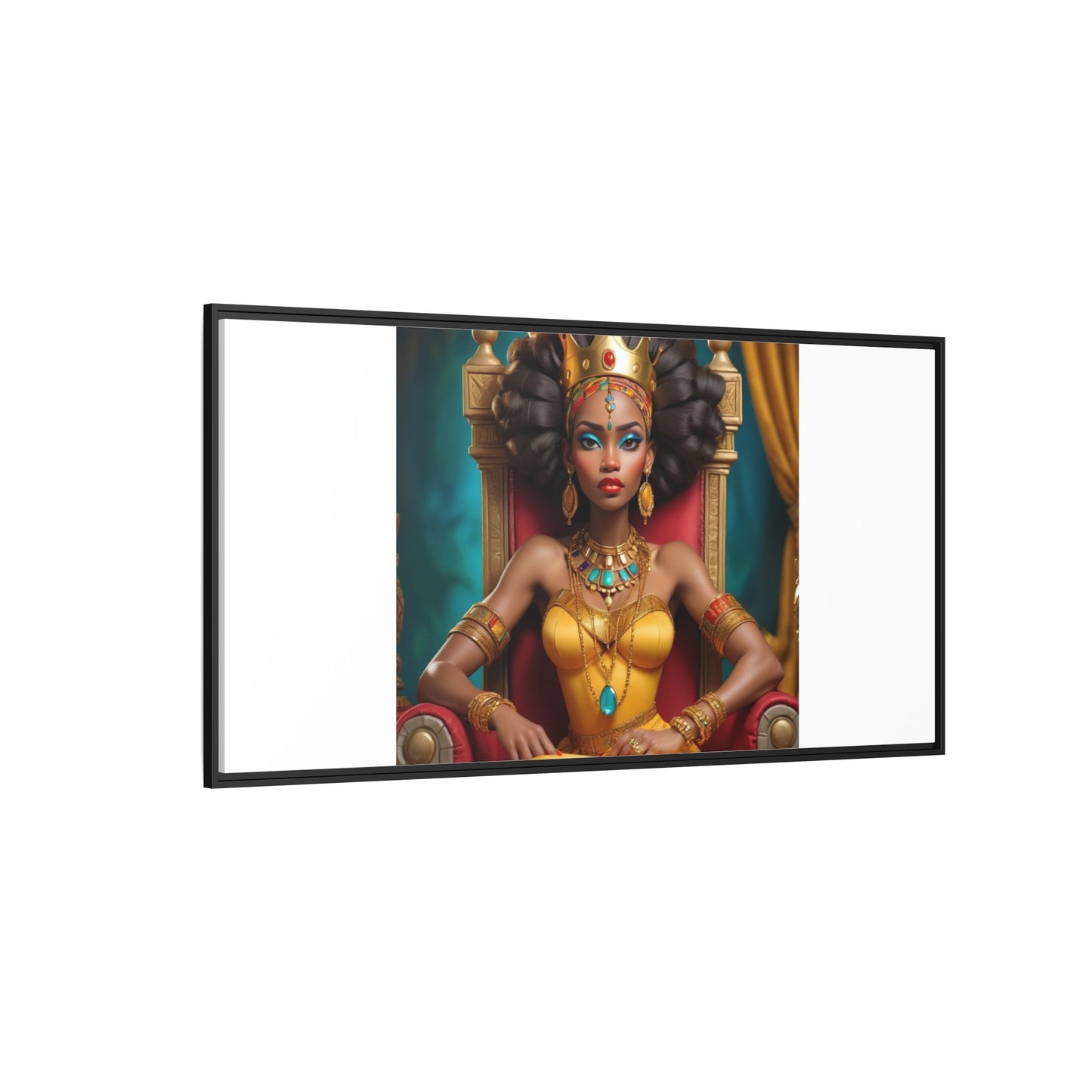Framed Matte Canvas Art — Regal African Queen Portrait