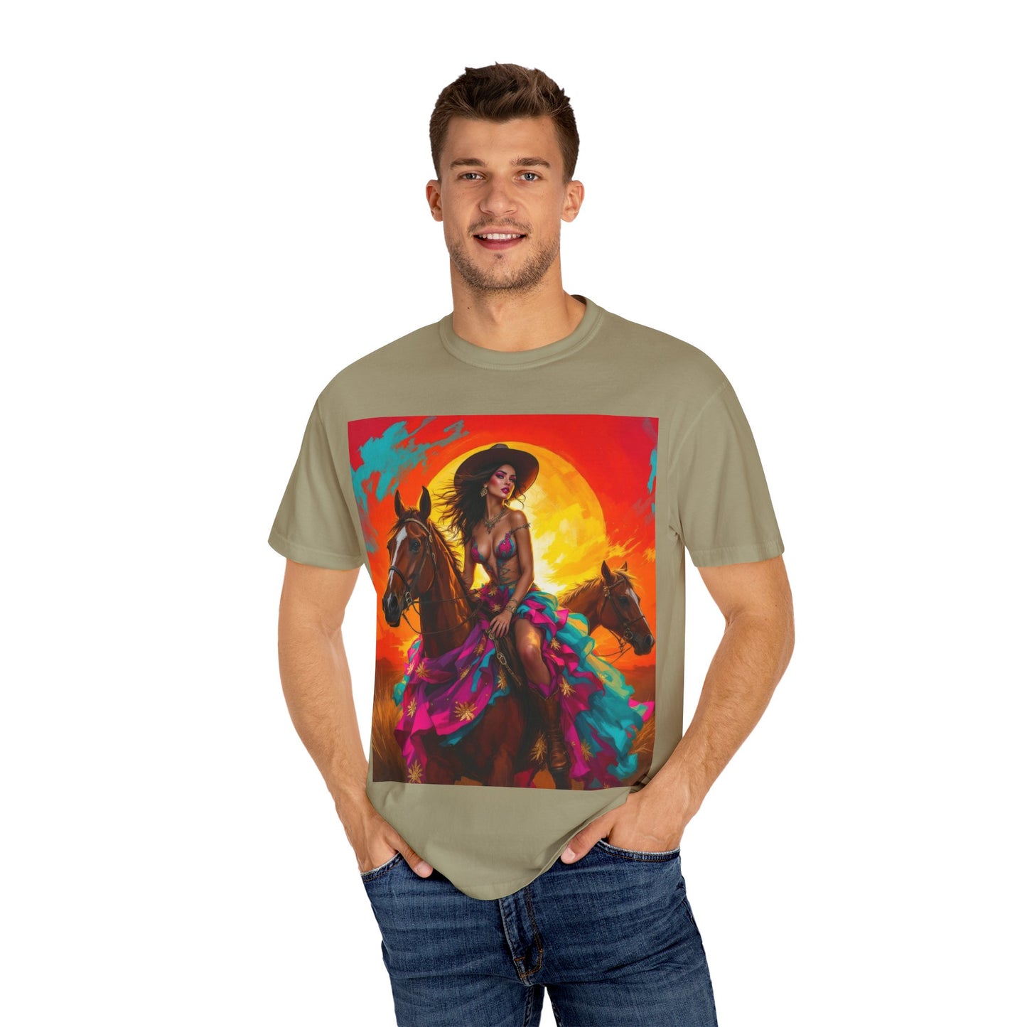 Cowgirl Sunset T-Shirt — Vibrant Western Horse Art Tee