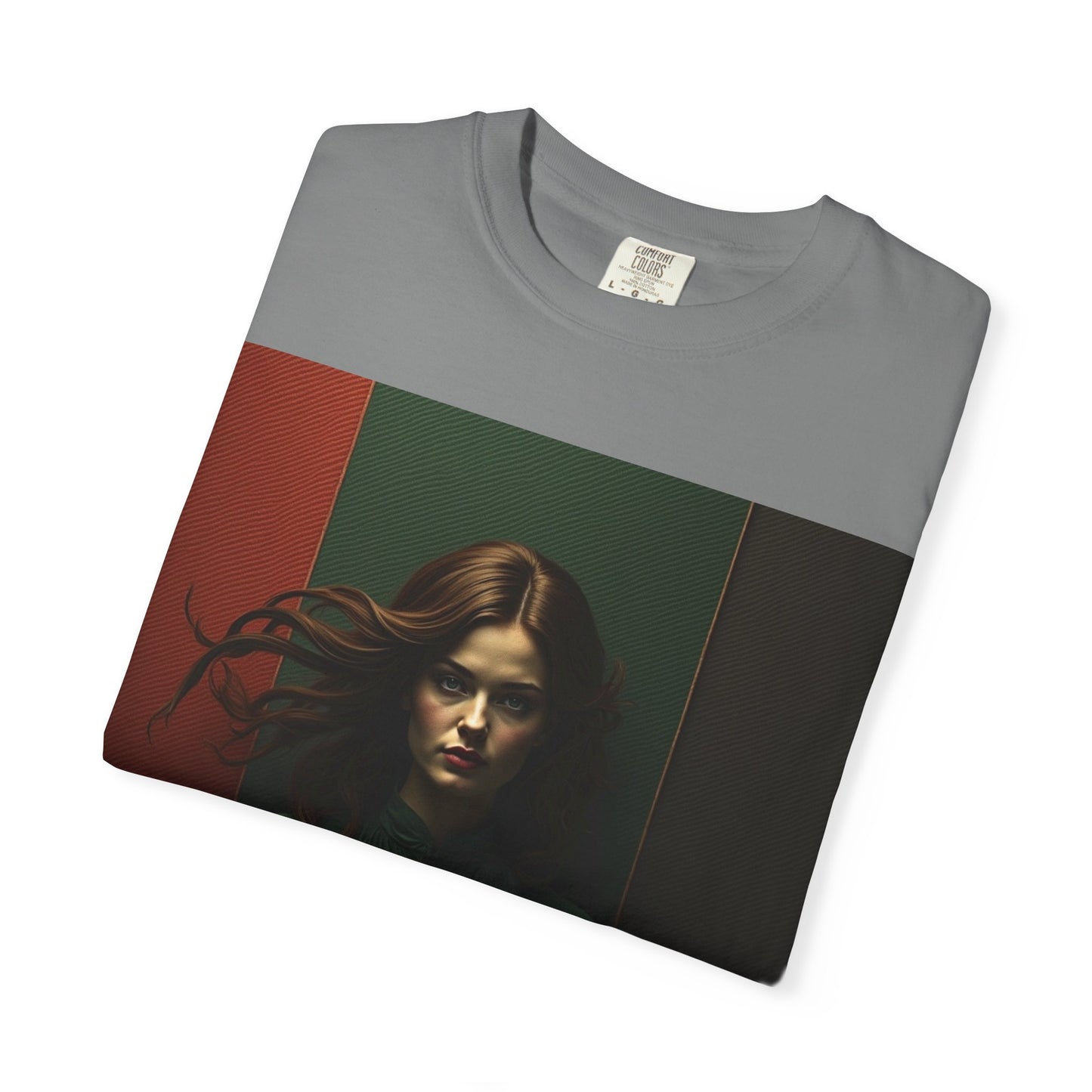 Portrait Photo Tee — Moody Green Woman Graphic T-Shirt