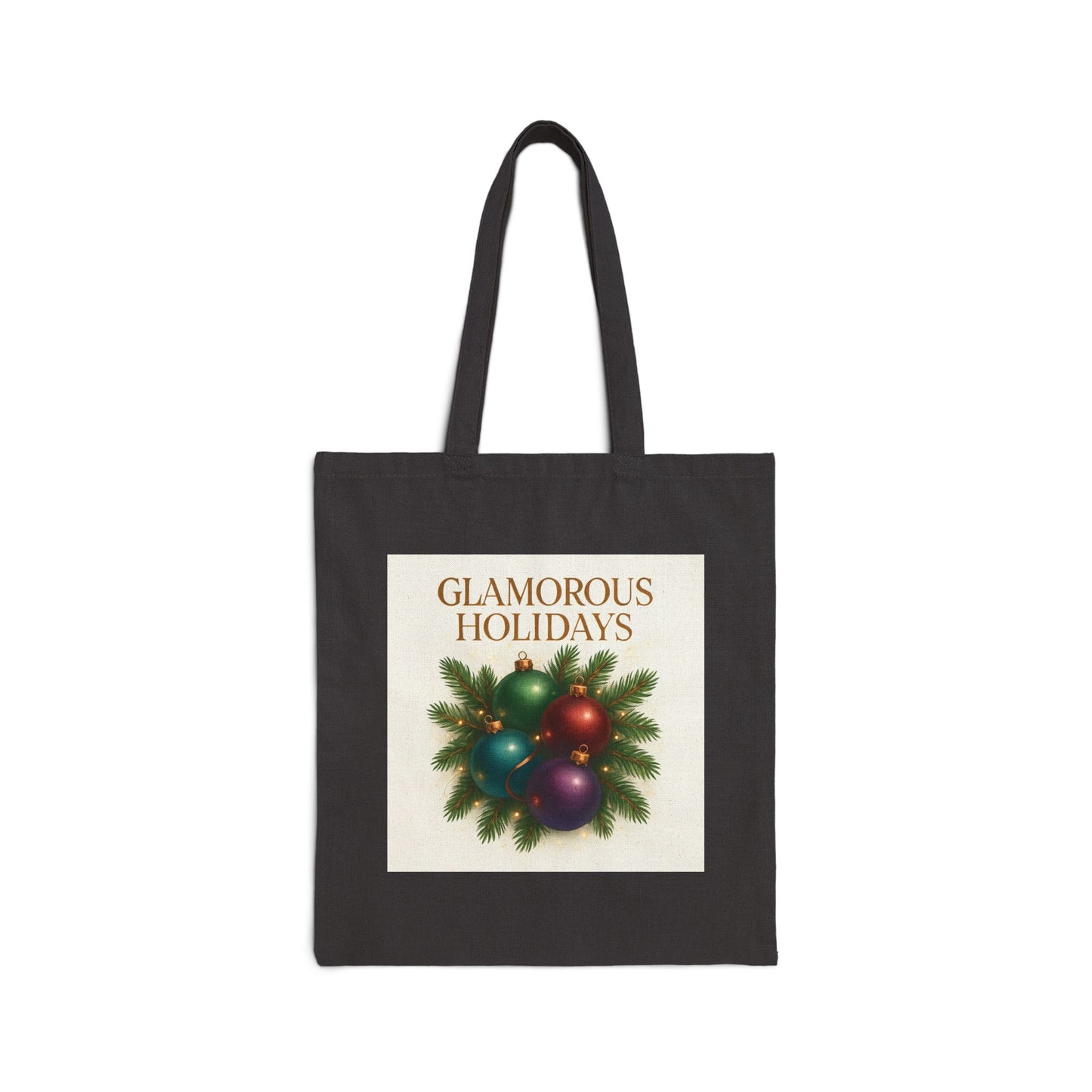 Glamorous Holidays Canvas Tote Bag – Festive Ornament Wreath Holiday Market Tote