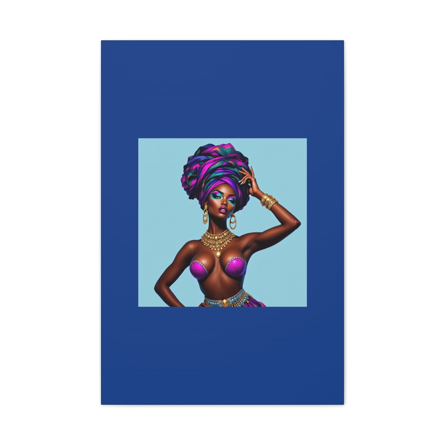 Afro Goddess Canvas Print — Vibrant Headwrap Wall Art