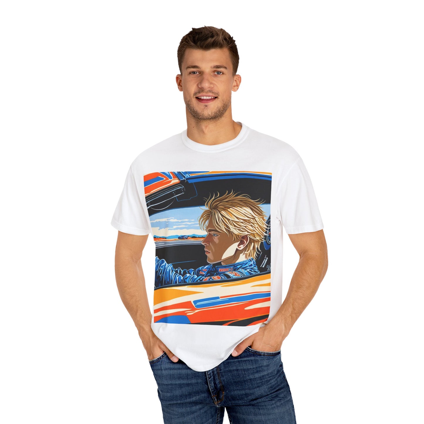 Vintage Racer Driver T-Shirt — Retro Car Portrait Graphic Tee