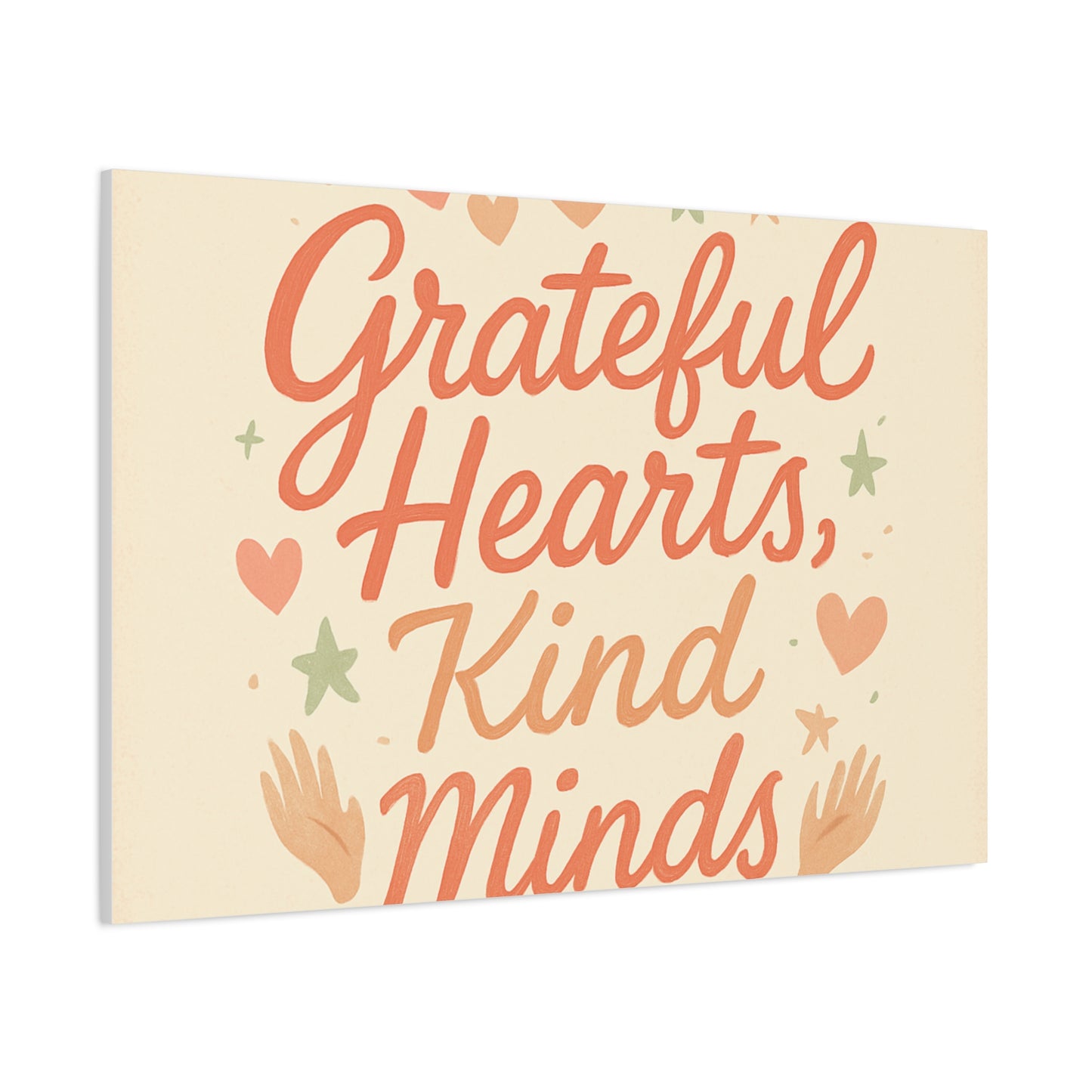 Grateful Hearts Kind Minds Canvas Wall Art — Inspirational Quote Matte Canvas