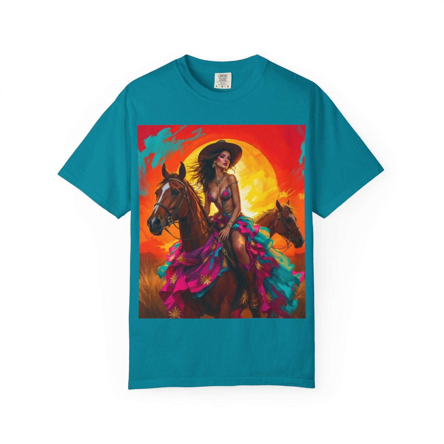 Cowgirl Sunset T-Shirt — Vibrant Western Horse Art Tee
