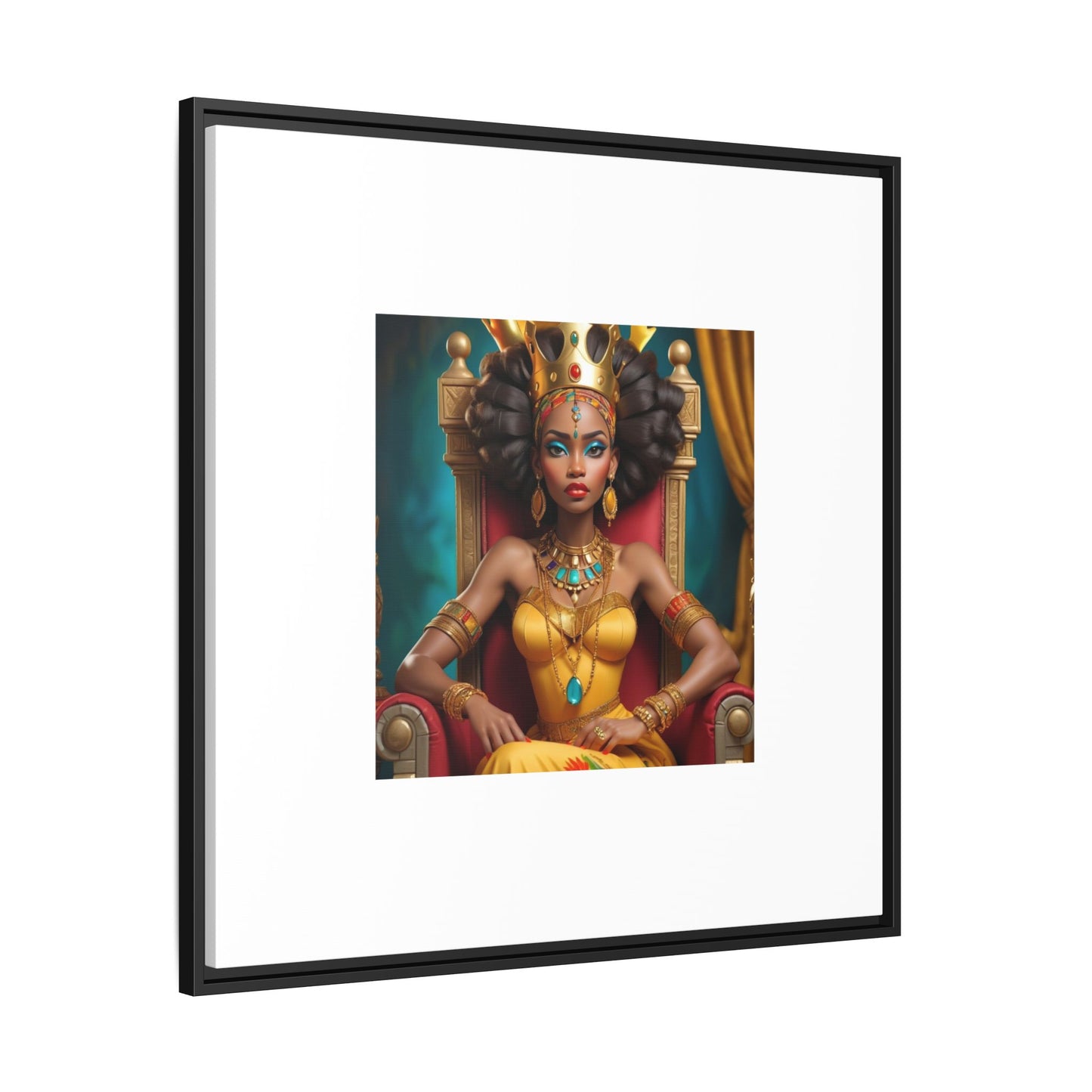 Framed Matte Canvas Art — Regal African Queen Portrait