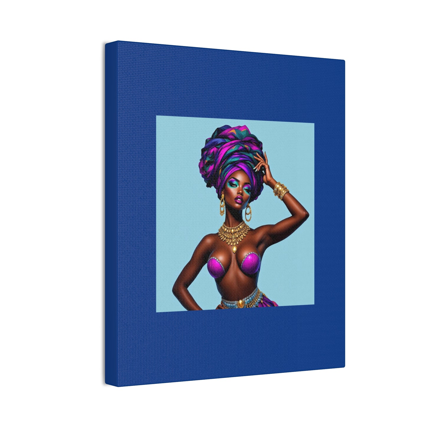 Afro Goddess Canvas Print — Vibrant Headwrap Wall Art
