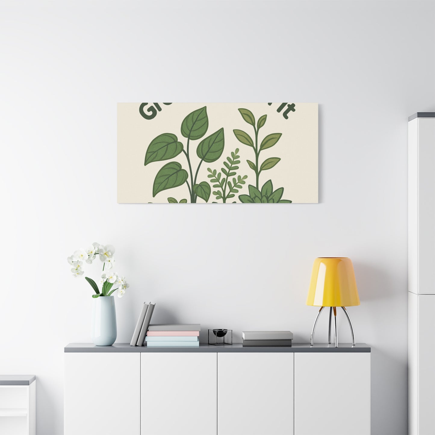 Grow Through It Canvas Wall Art — Botanical Inspirational Quote Matte Print