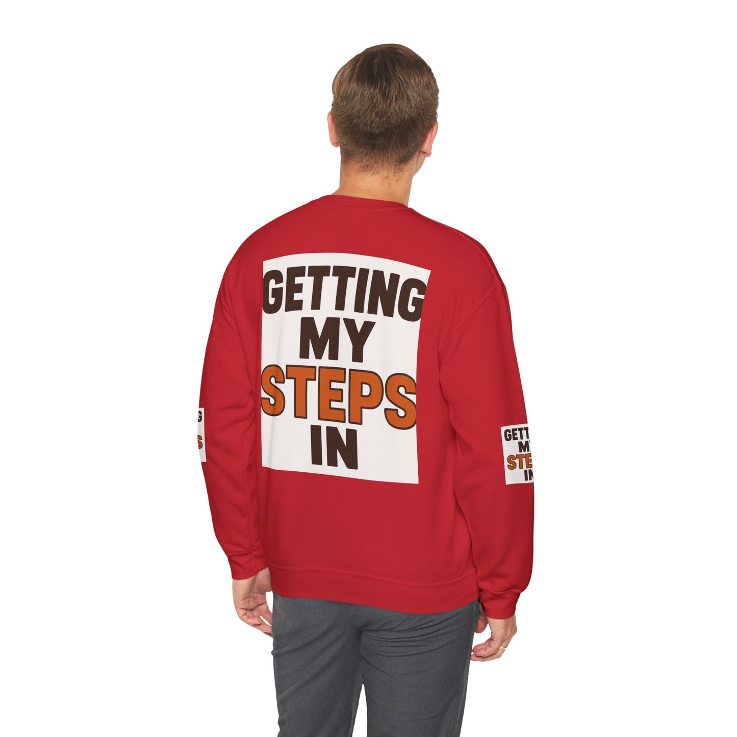 Crewneck Sweatshirt — "Getting My Steps In" Graphic with Kids Playing