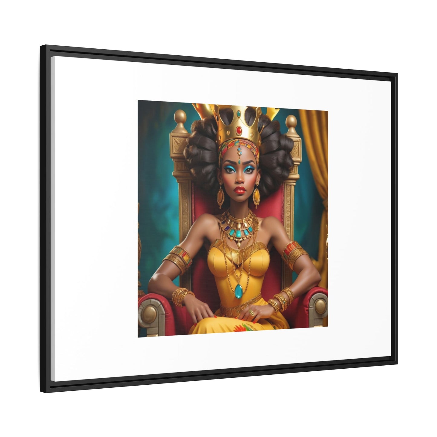 Framed Matte Canvas Art — Regal African Queen Portrait