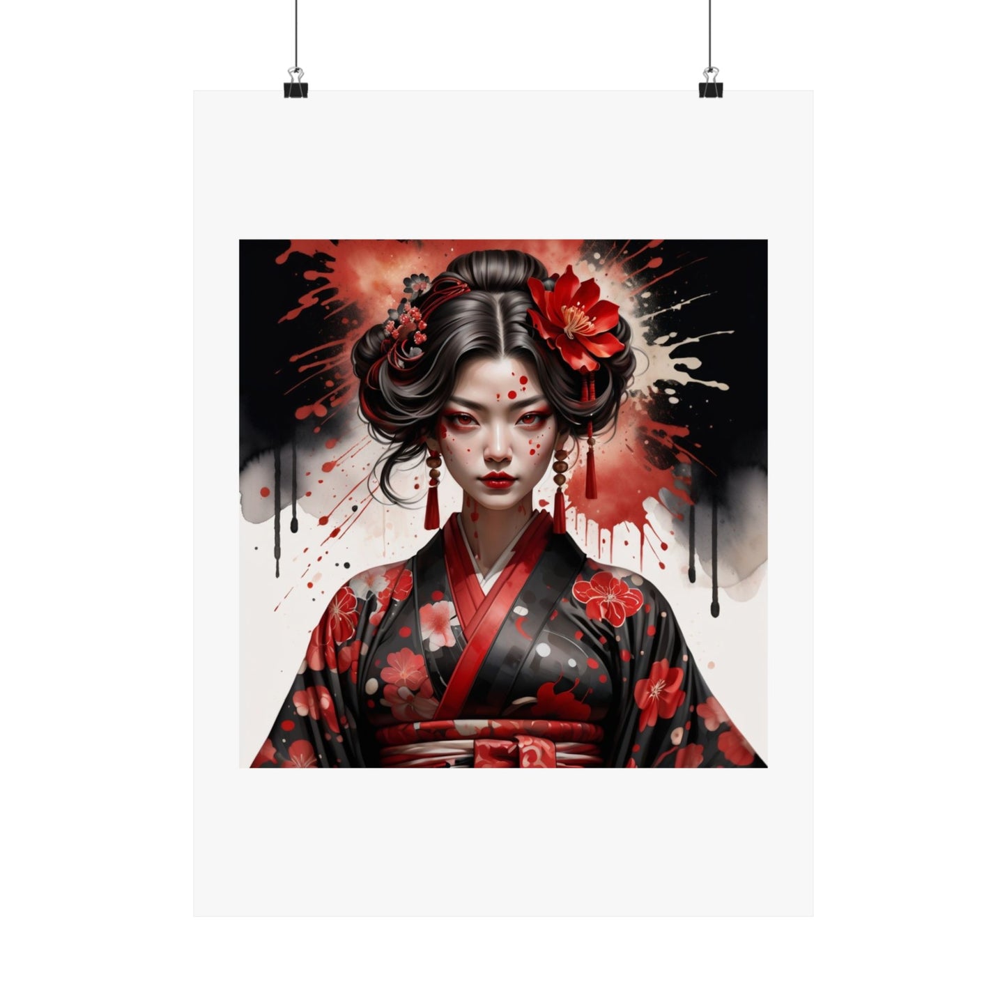 Geisha Noir Matte Poster — Japanese Female Portrait Wall Art