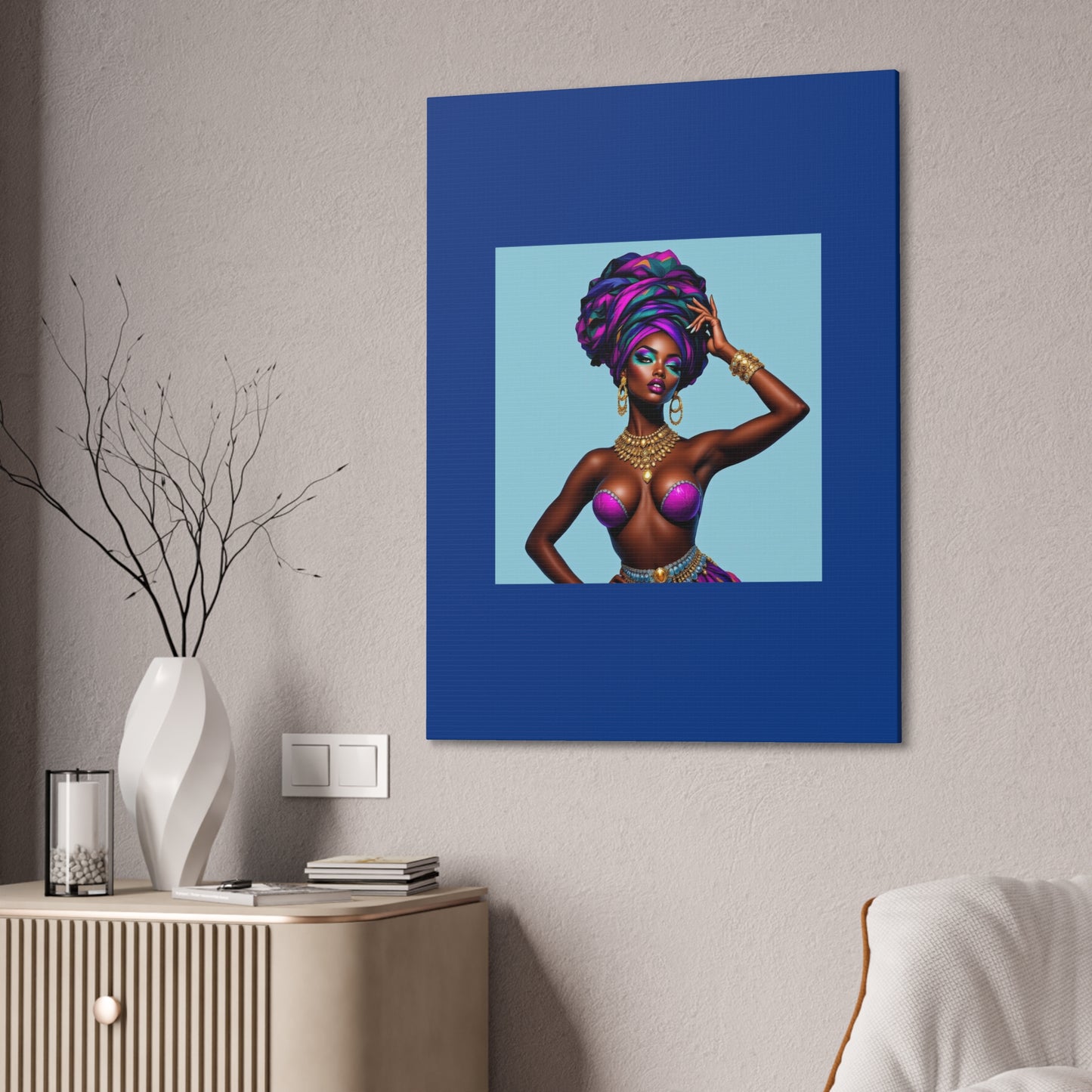 Afro Goddess Canvas Print — Vibrant Headwrap Wall Art