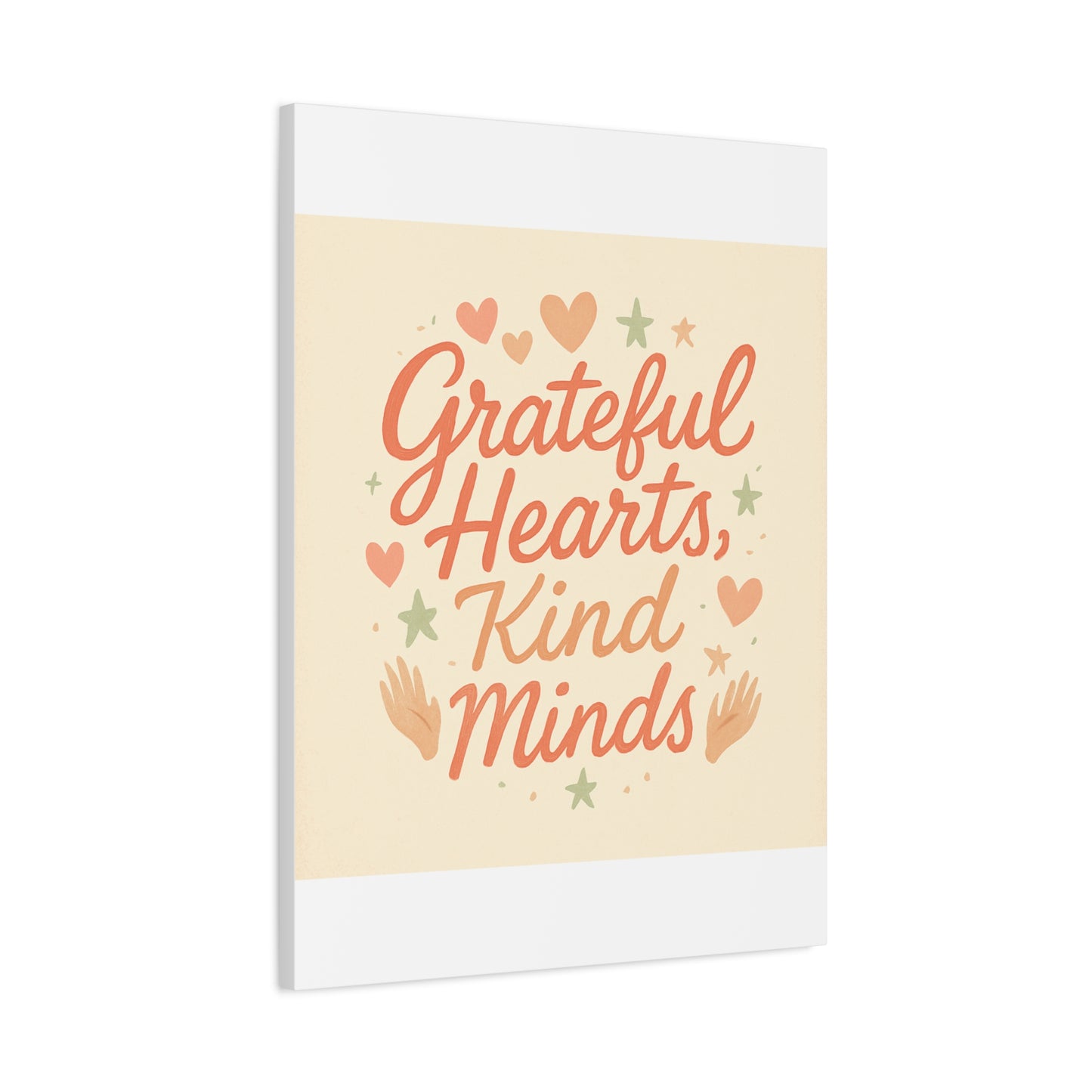 Grateful Hearts Kind Minds Canvas Wall Art — Inspirational Quote Matte Canvas