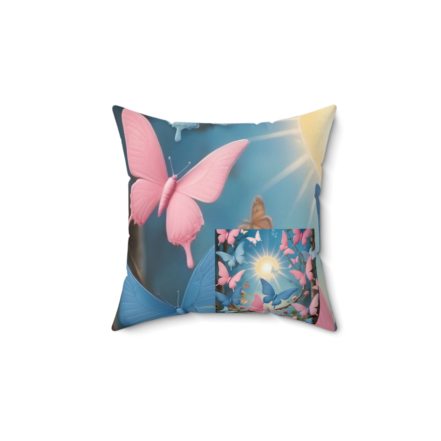 Pink Butterfly Sunlight Decorative Pillow