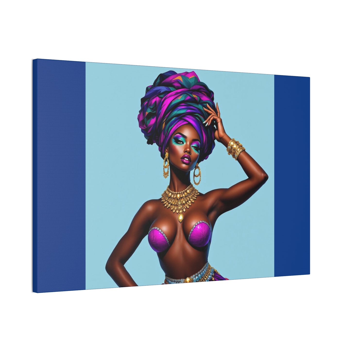 Afro Goddess Canvas Print — Vibrant Headwrap Wall Art