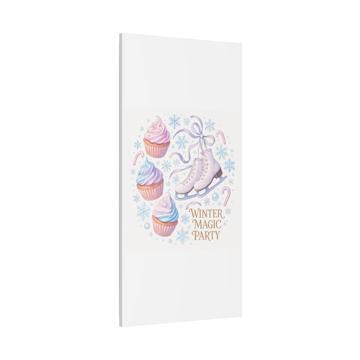 Winter Magic Party Canvas — Ice Skates & Cupcakes Matte Wall Art