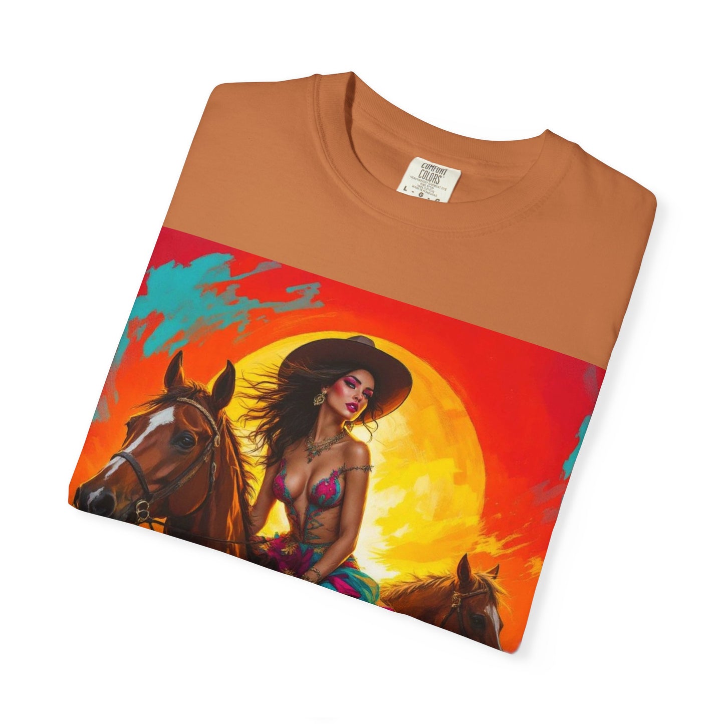 Cowgirl Sunset T-Shirt — Vibrant Western Horse Art Tee