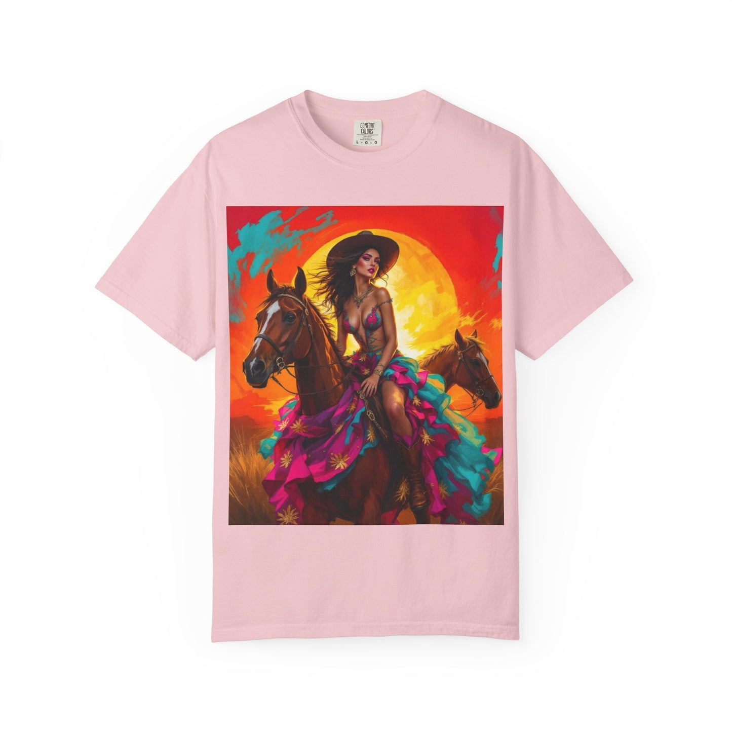 Cowgirl Sunset T-Shirt — Vibrant Western Horse Art Tee
