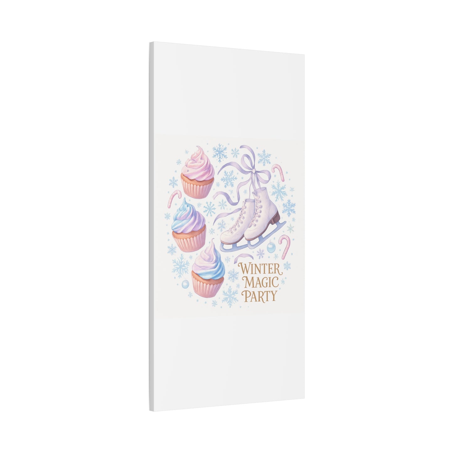 Winter Magic Party Canvas — Ice Skates & Cupcakes Matte Wall Art