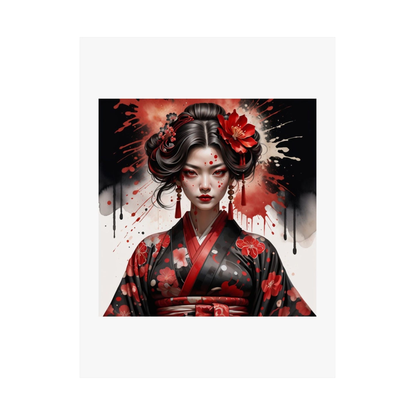 Geisha Noir Matte Poster — Japanese Female Portrait Wall Art