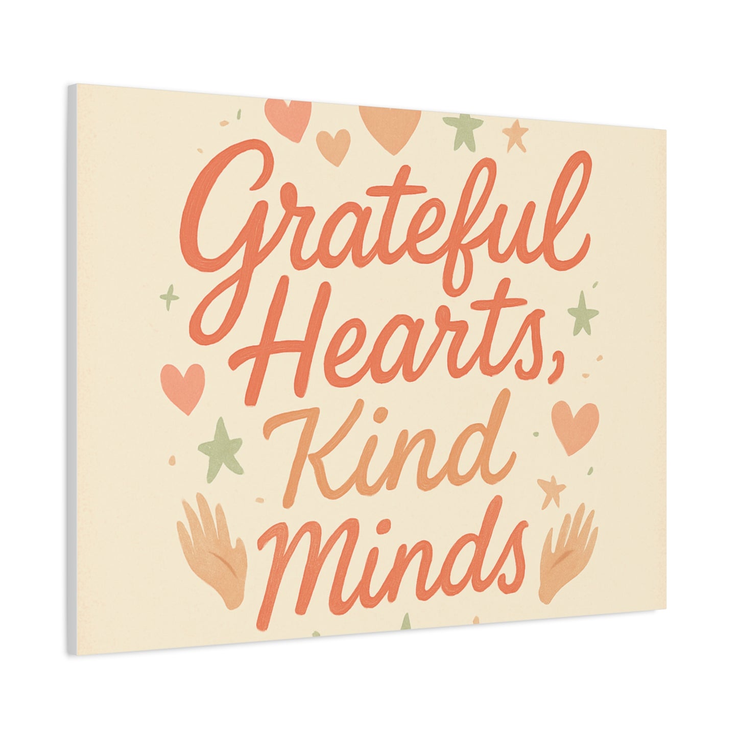 Grateful Hearts Kind Minds Canvas Wall Art — Inspirational Quote Matte Canvas
