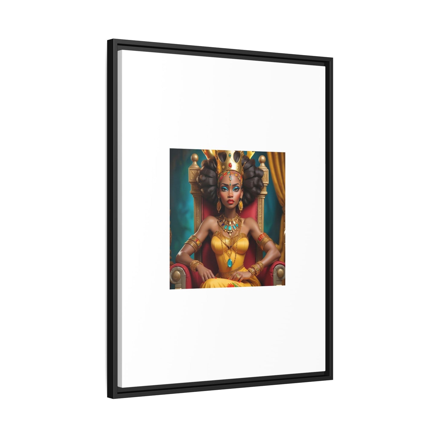 Framed Matte Canvas Art — Regal African Queen Portrait