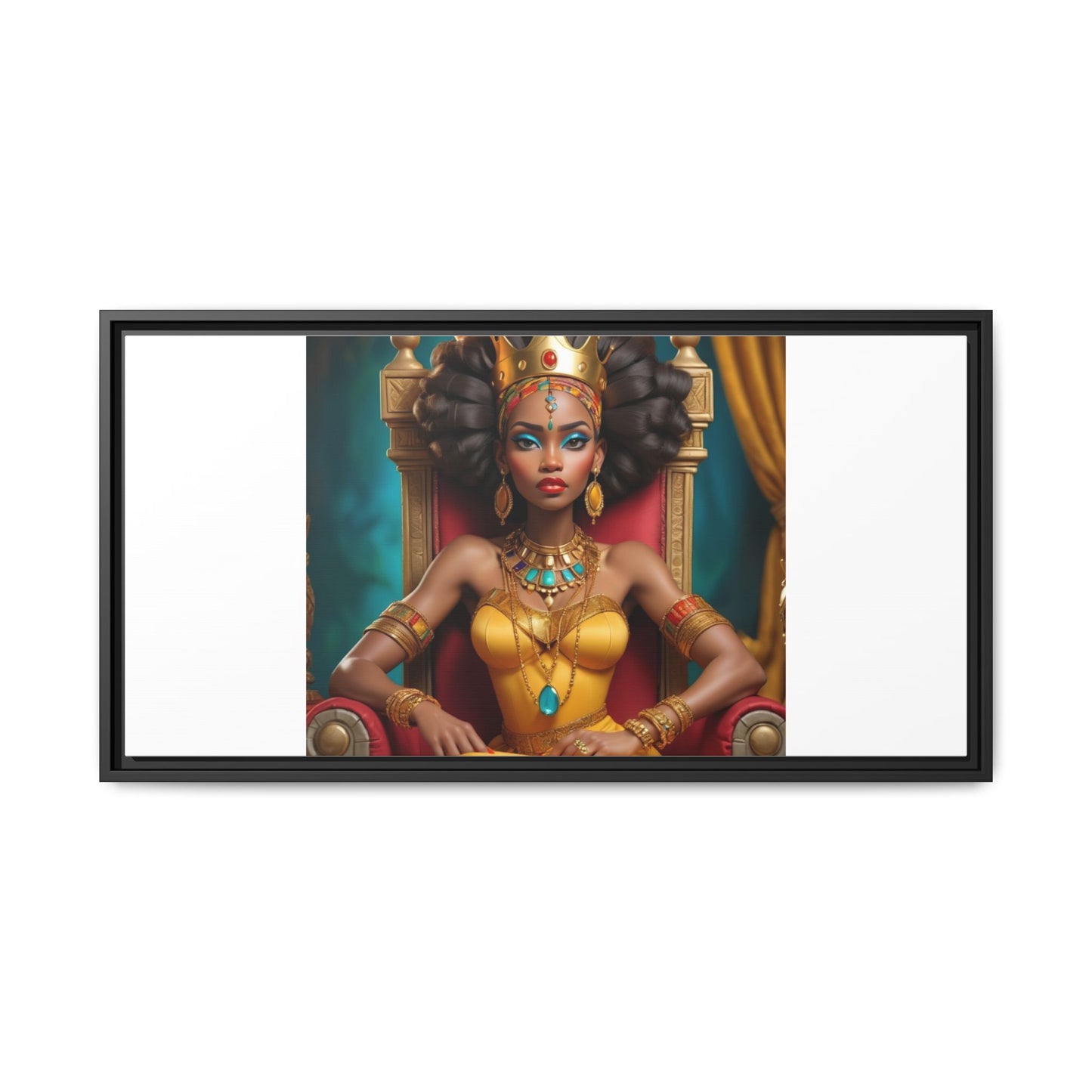 Framed Matte Canvas Art — Regal African Queen Portrait