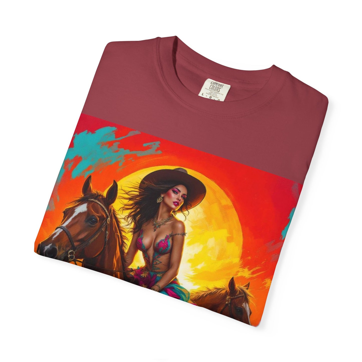 Cowgirl Sunset T-Shirt — Vibrant Western Horse Art Tee