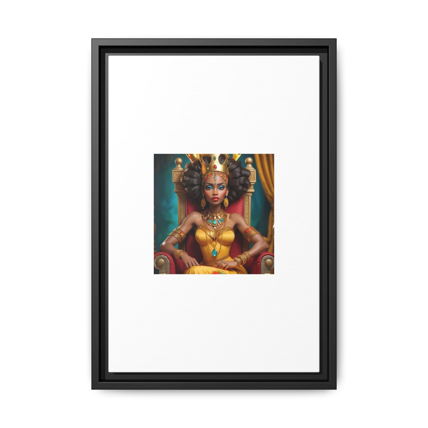 Framed Matte Canvas Art — Regal African Queen Portrait