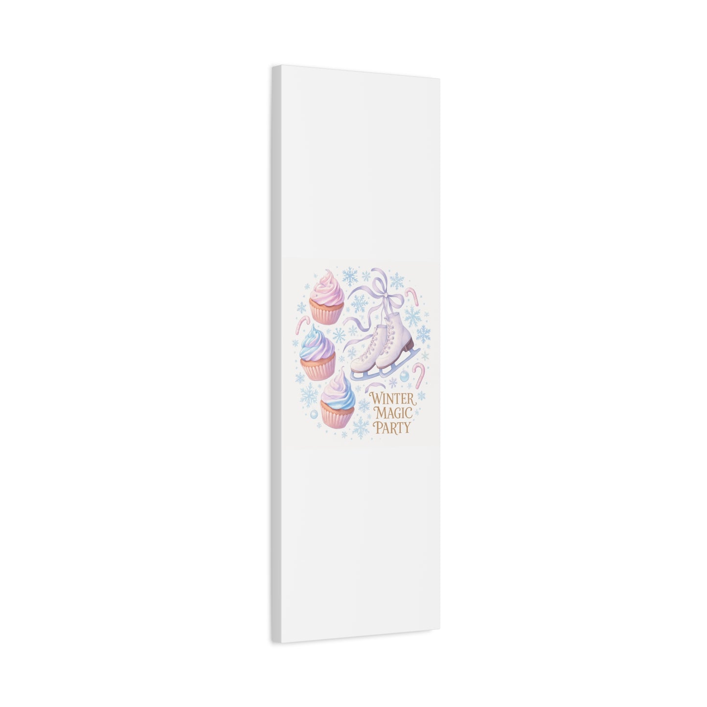 Winter Magic Party Canvas — Ice Skates & Cupcakes Matte Wall Art