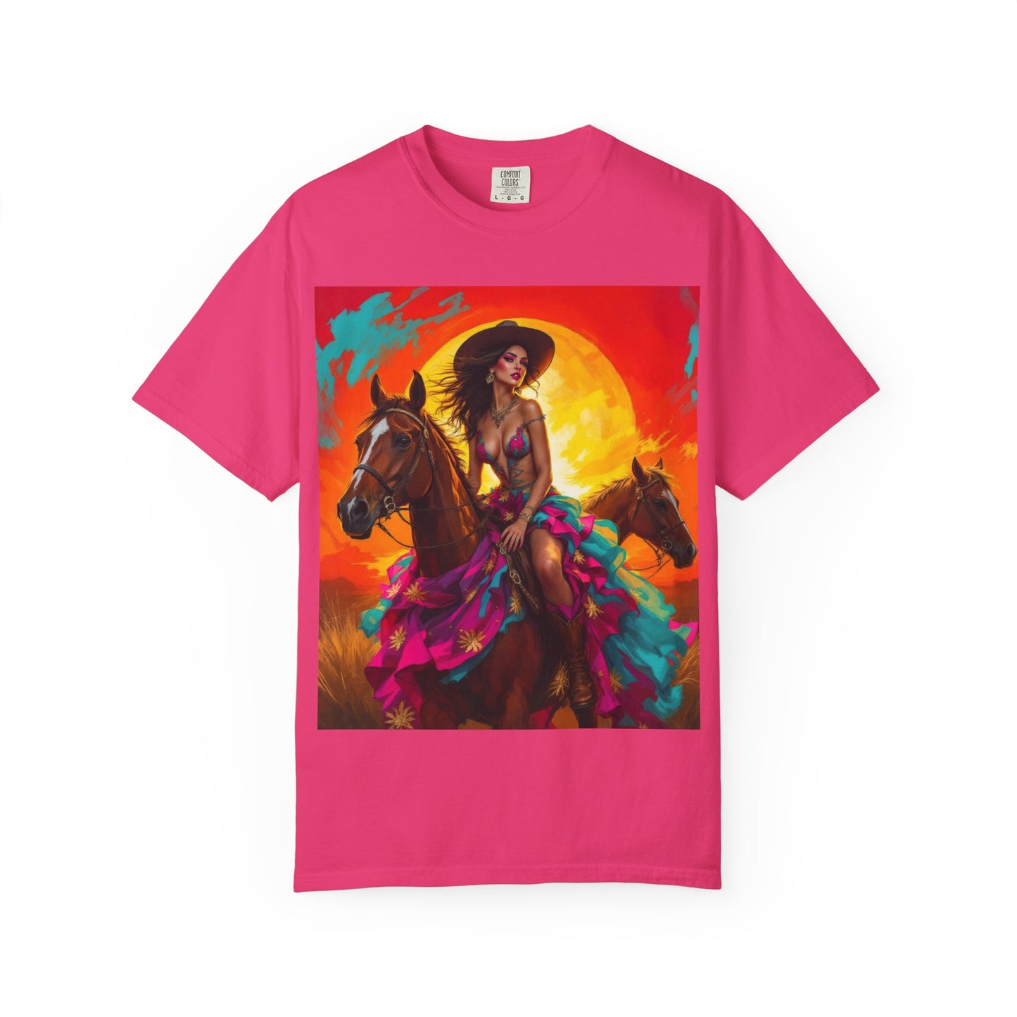 Cowgirl Sunset T-Shirt — Vibrant Western Horse Art Tee