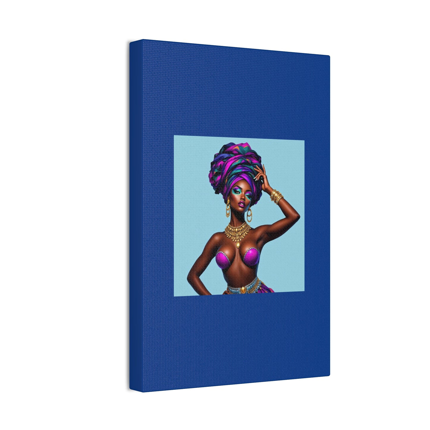Afro Goddess Canvas Print — Vibrant Headwrap Wall Art