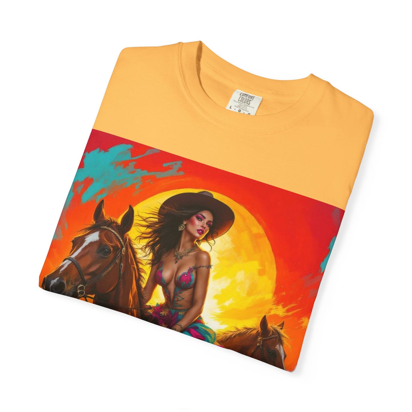 Cowgirl Sunset T-Shirt — Vibrant Western Horse Art Tee