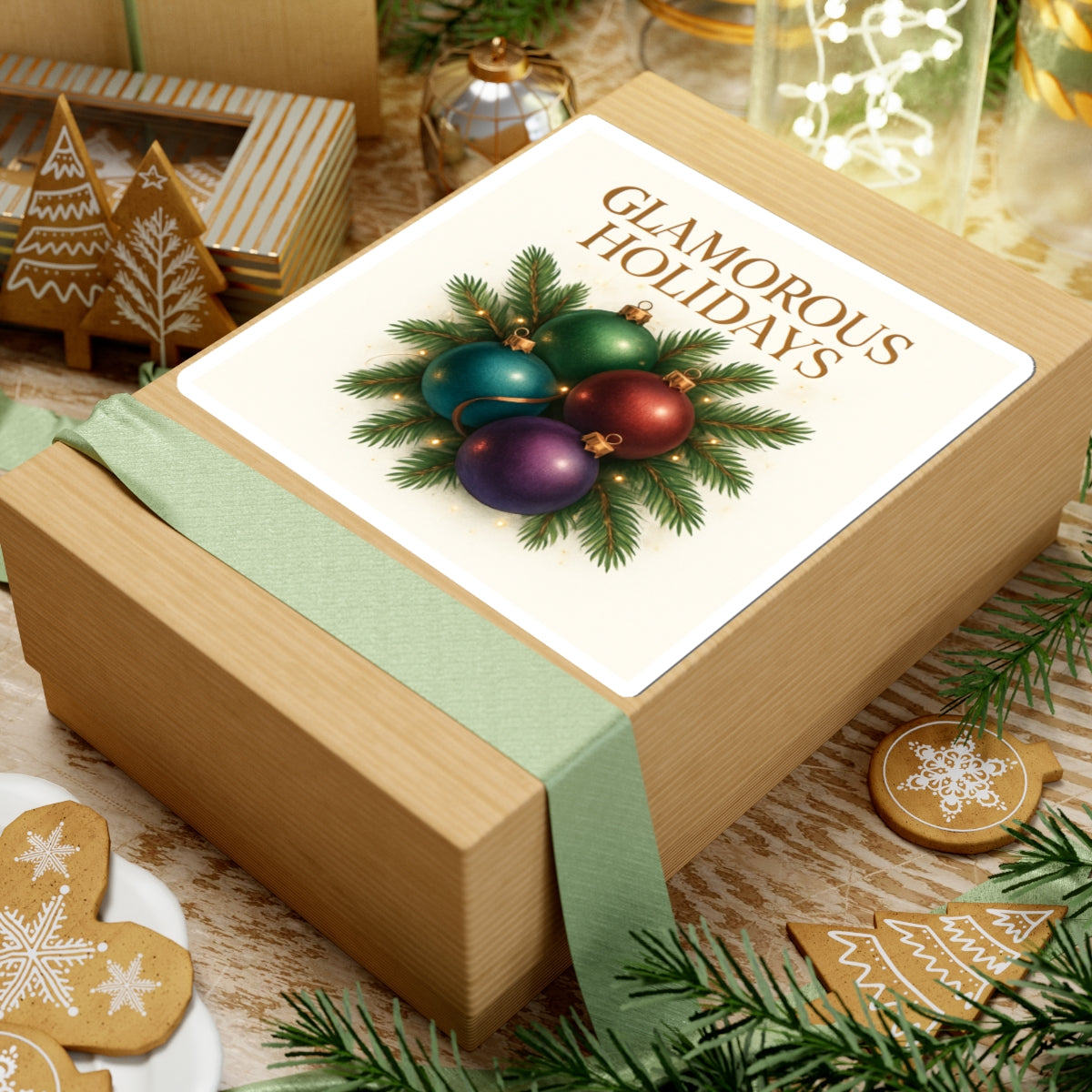 Glamorous Holidays Sticker — Vintage Christmas Ornaments Kiss-Cut Sticker